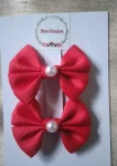 Hair bow pink with perls